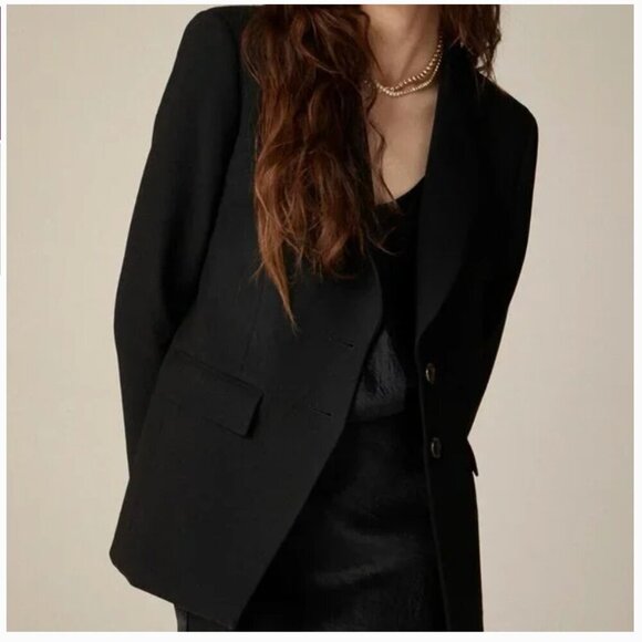 J.Crew Womens Size 12 Madelyn Blazer in Four-Season Stretch Black Minimal Preppy - Picture 1 of 11